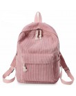 Styl Preppy miękki plecak z tkaniny kobiet sztruks projekt szkolny plecak dla nastoletnich dziewcząt w paski plecak kobiet aksam