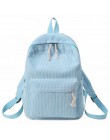 Styl Preppy miękki plecak z tkaniny kobiet sztruks projekt szkolny plecak dla nastoletnich dziewcząt w paski plecak kobiet aksam
