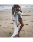2020 szydełka białe dzianiny okrycie plażowe up sukienka tunika długie Pareos bikini Cover up sukienka na kostium kąpielowy Plag