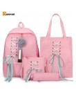 4 sztuk/zestaw wstążka łańcuch Bowknot list Mochila plecak płócienny plecaki podróżne wypoczynek plecaki dla nastolatek dziewczy