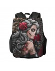 Wymienny wzór fajny gotycki plecak z czaszką kobiety plecak Bagpack Student School torba dla nastolatki dziewczyny Bookbag pleca
