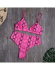 Kobiety Sexy Leopard bikini nadruk węża strój kąpielowy zakrętka tubki wysokie cięcie strój kąpielowy brazylijskie stroje kąpiel