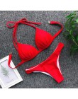 Czarny biały wysokiej talii Bikini 2020 strój kąpielowy kobiety stroje kąpielowe biustonosz Halter Push Up zestaw kąpiel strój k