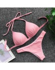 Czarny biały wysokiej talii Bikini 2020 strój kąpielowy kobiety stroje kąpielowe biustonosz Halter Push Up zestaw kąpiel strój k
