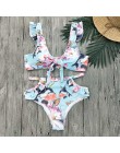 2020 seksowne Bikini stroje kąpielowe kobiety strój kąpielowy Push Up Biquini brazylijski Bikini Set związywane lato Bikini druk