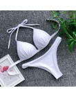 Czarny biały wysokiej talii Bikini 2020 strój kąpielowy kobiety stroje kąpielowe biustonosz Halter Push Up zestaw kąpiel strój k