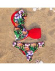 2020 seksowne Bikini stroje kąpielowe kobiety strój kąpielowy Push Up Biquini brazylijski Bikini Set związywane lato Bikini druk