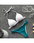 Czarny biały wysokiej talii Bikini 2020 strój kąpielowy kobiety stroje kąpielowe biustonosz Halter Push Up zestaw kąpiel strój k