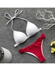 Czarny biały wysokiej talii Bikini 2020 strój kąpielowy kobiety stroje kąpielowe biustonosz Halter Push Up zestaw kąpiel strój k