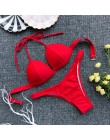 Czarny biały wysokiej talii Bikini 2020 strój kąpielowy kobiety stroje kąpielowe biustonosz Halter Push Up zestaw kąpiel strój k