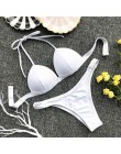 Czarny biały wysokiej talii Bikini 2020 strój kąpielowy kobiety stroje kąpielowe biustonosz Halter Push Up zestaw kąpiel strój k