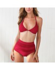 Sexy bikini wysokie w talii Boho stroje kąpielowe kobiety frędzle Halter kostium kąpielowy damski push up kostium kąpielowy braz