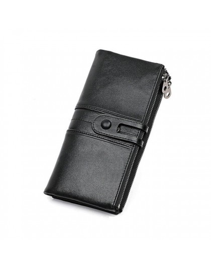 Wysokiej jakości skóra bydlęca portfel rfid kobiety Hasp Zipper Walets skórzana torebka damska długie damskie portfele damskie s