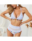 Sexy bikini wysokie w talii Boho stroje kąpielowe kobiety frędzle Halter kostium kąpielowy damski push up kostium kąpielowy braz