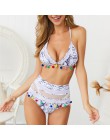 Sexy bikini wysokie w talii Boho stroje kąpielowe kobiety frędzle Halter kostium kąpielowy damski push up kostium kąpielowy braz