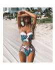 Bikini wysokie w talii 2019 mujer Push Up bandażowy strój kąpielowy Bikini kobiety kwiatowy dwa kawałki strój kąpielowy Strappy 