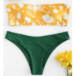 Bikinx Bandeau stroje kąpielowe kobiety push up strój kąpielowy kobiet kaktus drukuj mikrobikini 2019 sexy strój kąpielowy bikin
