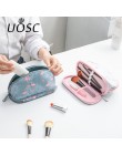 UOSC Portable Flamingo kosmetyczka dwuwarstwowa kosmetyczka podróżna okrągła makijaż torba organizer do pędzli dla kobiety etui