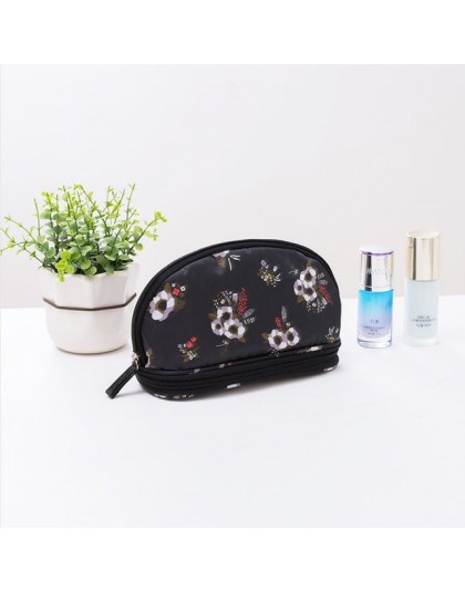 UOSC Portable Flamingo kosmetyczka dwuwarstwowa kosmetyczka podróżna okrągła makijaż torba organizer do pędzli dla kobiety etui