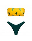Bikinx Bandeau stroje kąpielowe kobiety push up strój kąpielowy kobiet kaktus drukuj mikrobikini 2019 sexy strój kąpielowy bikin