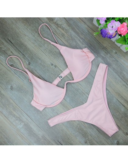 Dwuczęściowy strój kąpielowy dla kobiet bikini na wakacje gładki klasyczny wygodny modny seksowny