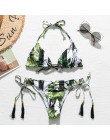 Brazylijskie bikini stringi 2020 nadruk liści strój kąpielowy Tassel stroje kąpielowe kobiety Sexy kostium kąpielowy damski Push