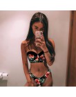 Bikini wysokie w talii 2019 mujer Push Up bandażowy strój kąpielowy Bikini kobiety kwiatowy dwa kawałki strój kąpielowy Strappy 