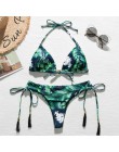 Brazylijskie bikini stringi 2020 nadruk liści strój kąpielowy Tassel stroje kąpielowe kobiety Sexy kostium kąpielowy damski Push