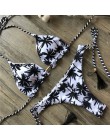 Brazylijskie bikini stringi 2020 nadruk liści strój kąpielowy Tassel stroje kąpielowe kobiety Sexy kostium kąpielowy damski Push