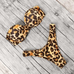 Nadruk zwierzęta Leopard Bikini push up strój kąpielowy damskie seksowne bikini 2020 brazylijskie stringi strój kąpielowy Bandea