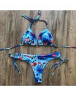 Brazylijskie bikini stringi 2020 nadruk liści strój kąpielowy Tassel stroje kąpielowe kobiety Sexy kostium kąpielowy damski Push