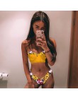 Bikini wysokie w talii 2019 mujer Push Up bandażowy strój kąpielowy Bikini kobiety kwiatowy dwa kawałki strój kąpielowy Strappy 