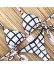 Brazylijskie bikini stringi 2020 nadruk liści strój kąpielowy Tassel stroje kąpielowe kobiety Sexy kostium kąpielowy damski Push