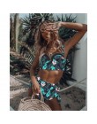 Bikini wysokie w talii 2019 mujer Push Up bandażowy strój kąpielowy Bikini kobiety kwiatowy dwa kawałki strój kąpielowy Strappy 