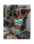 Bikini wysokie w talii 2019 mujer Push Up bandażowy strój kąpielowy Bikini kobiety kwiatowy dwa kawałki strój kąpielowy Strappy 