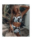 Bikini wysokie w talii 2019 mujer Push Up bandażowy strój kąpielowy Bikini kobiety kwiatowy dwa kawałki strój kąpielowy Strappy 