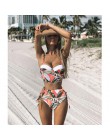 Bikini wysokie w talii 2019 mujer Push Up bandażowy strój kąpielowy Bikini kobiety kwiatowy dwa kawałki strój kąpielowy Strappy 