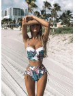 Bikini wysokie w talii 2019 mujer Push Up bandażowy strój kąpielowy Bikini kobiety kwiatowy dwa kawałki strój kąpielowy Strappy 