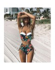 Bikini wysokie w talii 2019 mujer Push Up bandażowy strój kąpielowy Bikini kobiety kwiatowy dwa kawałki strój kąpielowy Strappy 