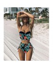 Bikini wysokie w talii 2019 mujer Push Up bandażowy strój kąpielowy Bikini kobiety kwiatowy dwa kawałki strój kąpielowy Strappy 