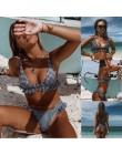 Nadruk w szkocką kratę Bikini Set jednokolorowy strój kąpielowy Sexy wzburzyć stroje kąpielowe damskie kostium kąpielowy kobiet 