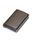 Bycobecy etui na karty kredytowe portfel mężczyźni kobiety Metal RFID Vintage torba aluminiowa crazy horse skóra pu posiadacz ka