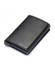 Bycobecy etui na karty kredytowe portfel mężczyźni kobiety Metal RFID Vintage torba aluminiowa crazy horse skóra pu posiadacz ka
