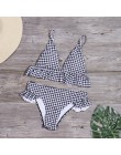 Nadruk w szkocką kratę Bikini Set jednokolorowy strój kąpielowy Sexy wzburzyć stroje kąpielowe damskie kostium kąpielowy kobiet 