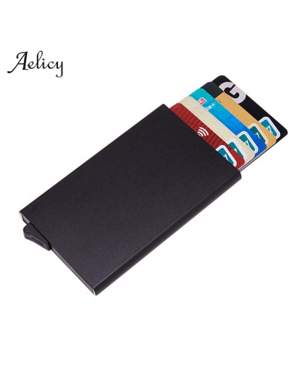 Aelicy Anti-theft ID etui na karty kredytowe Porte Carte cienkie aluminiowe portfele metalowe kieszonkowe etui Bank kobiety mężc