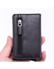 DIENQI Anti Rfid etui na dowód osobisty futerał męski skórzany metalowy portfel męska portmonetka kobiety Mini Carbon etui na ka