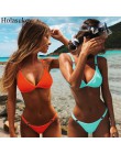 Seksowne Bikini w jednolitym kolorze zestaw stroje kąpielowe kobiety mikro Bikini pierścień Patchwork strój kąpielowy brazylijsk