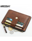AIREEBAY Credit etui na dowód osobisty wąski skórzany portfel portfel etui na pieniądze dla mężczyzn kobiety czarny portfel na k