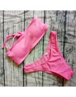 2019 stałe Bikini brazylijski strój kąpielowy kobiety Bikini Set Sexy strój kąpielowy z odsłoniętymi ramionami kobiet pływanie B