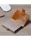 Prawdziwej skóry mężczyzn aluminiowy portfel tylna kieszeń etui na dowód osobisty RFID blokowanie Mini magiczny portfel automaty